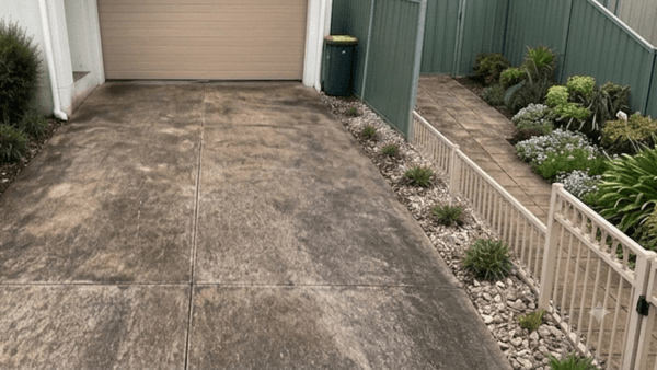 Driveway before professional pressure washing